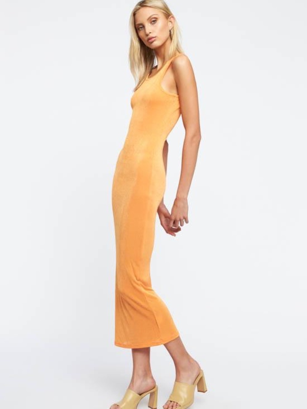LIONESS ORANGE MIDI DRESS - Picture 3 of 7